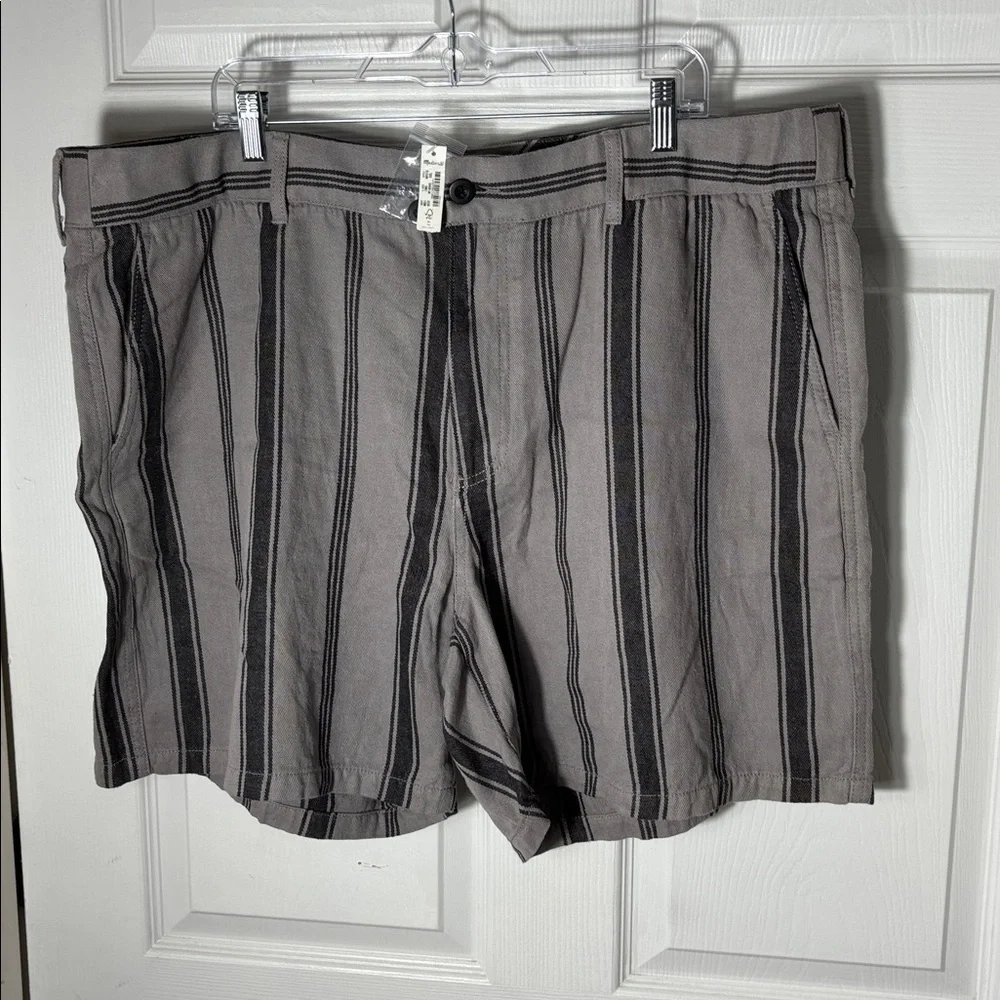 Madewell Men's XXL NWT Striped Lounge Shorts Hemp Cotton Gray Black